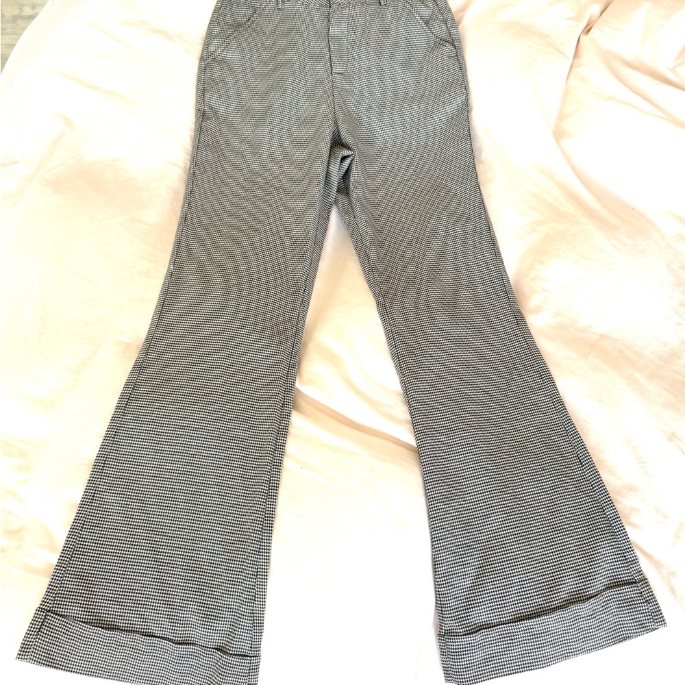 NO LESS THAN made in L.A. Houndstooth black & white Wide Leg Pants US size S